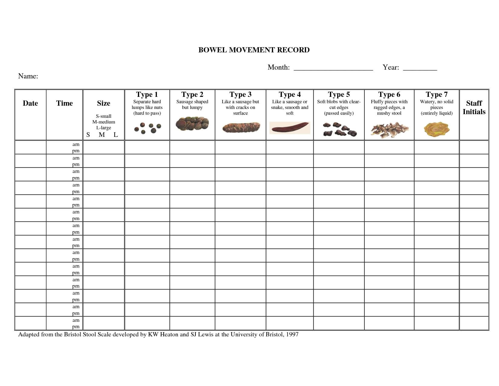 Tracking Your Bowel Movements Dimensions