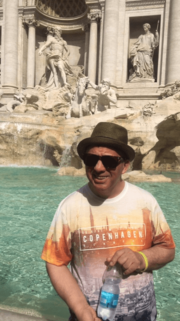 Brian at rome's Trevi fountain