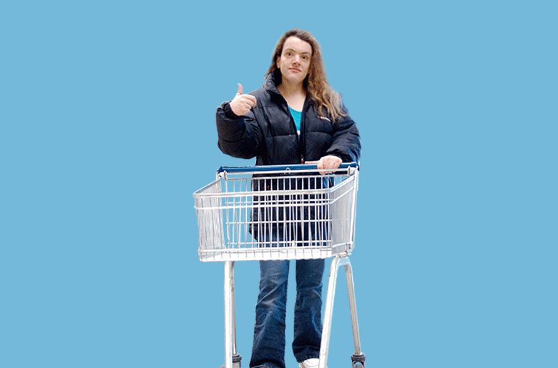lady pushing shopping trolley
