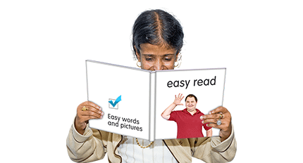 Image of lady reading easy read guide