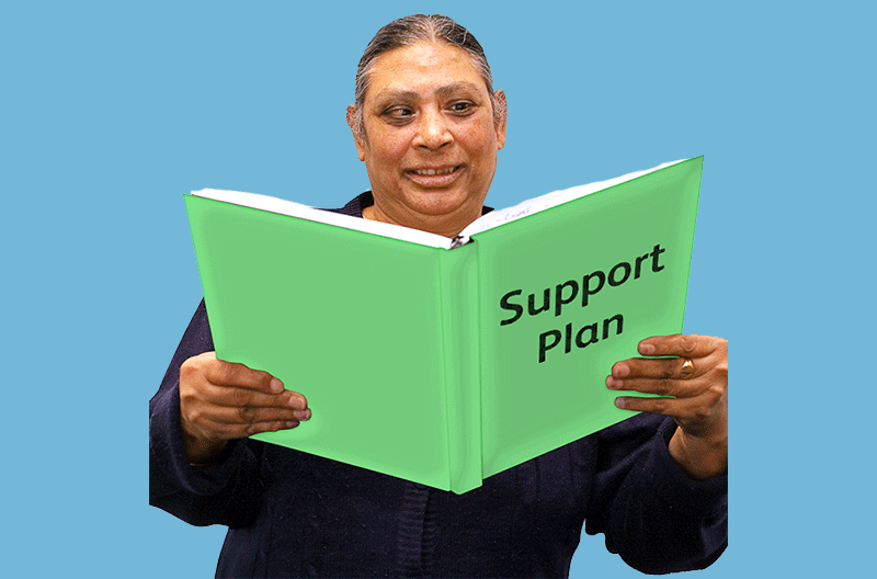 lady reading support plan