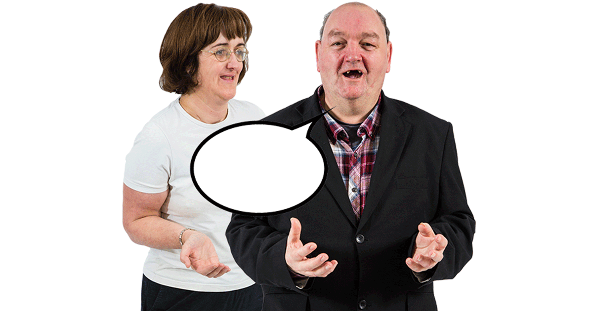Image of advocates with speech bubbles