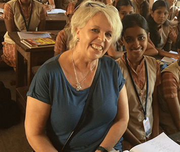 Gail in classroom in India