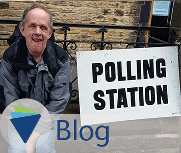 Paul outside polling station